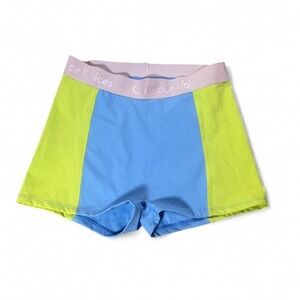 NWOT Outdoor Voices SuperForm 1.5 Zoom Bloomer Shorts Sky/Lime size M.